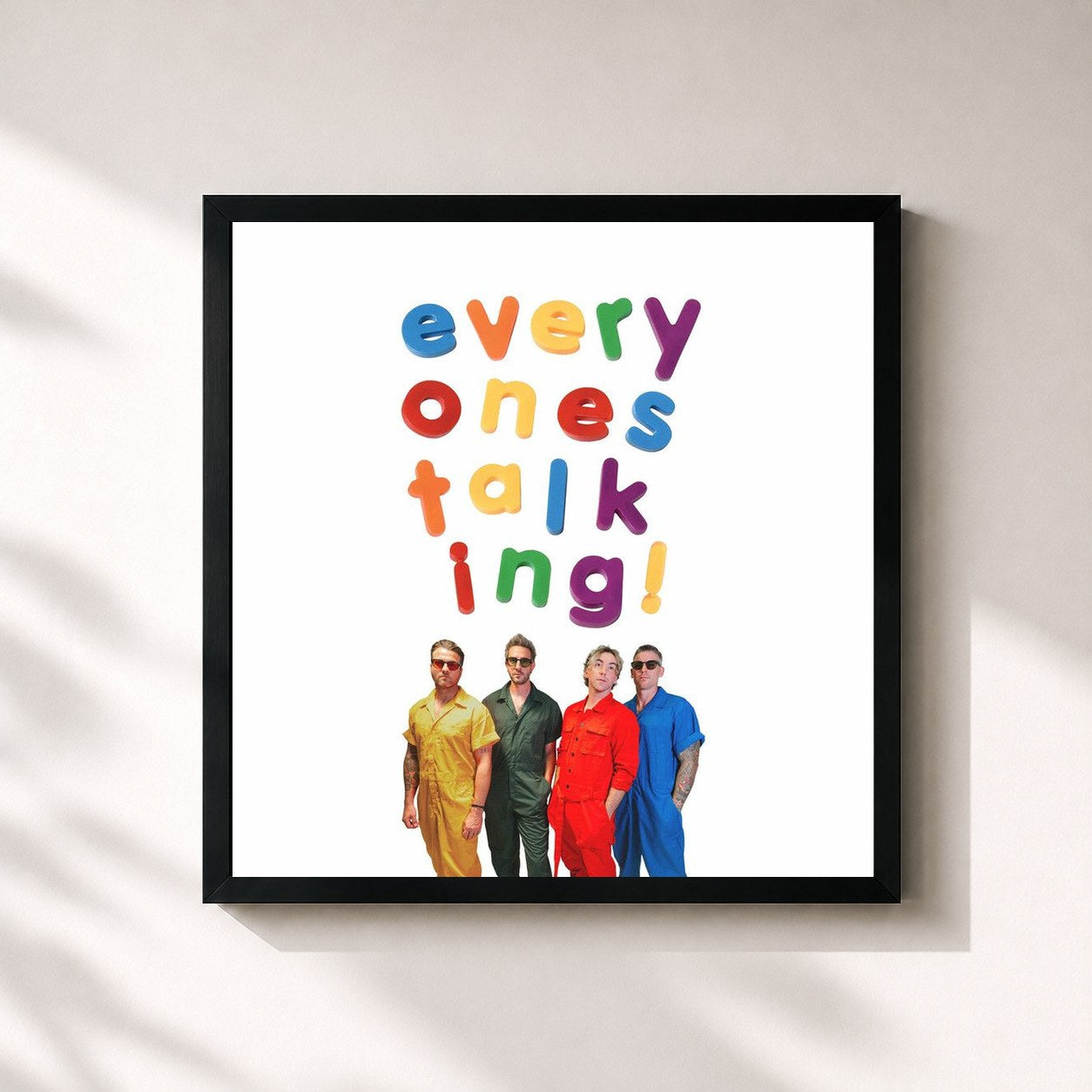 #noir Tableau carré de l'album Everyone's Talking! de All Time Low, cadre noir 32x32 cm