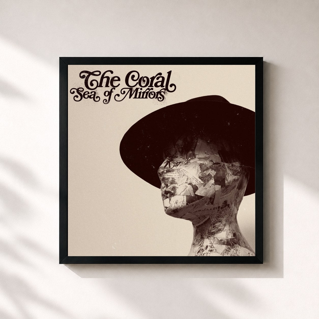 #noir Tableau carré de l'album Sea Of Mirrors de The Coral, cadre noir 32x32 cm