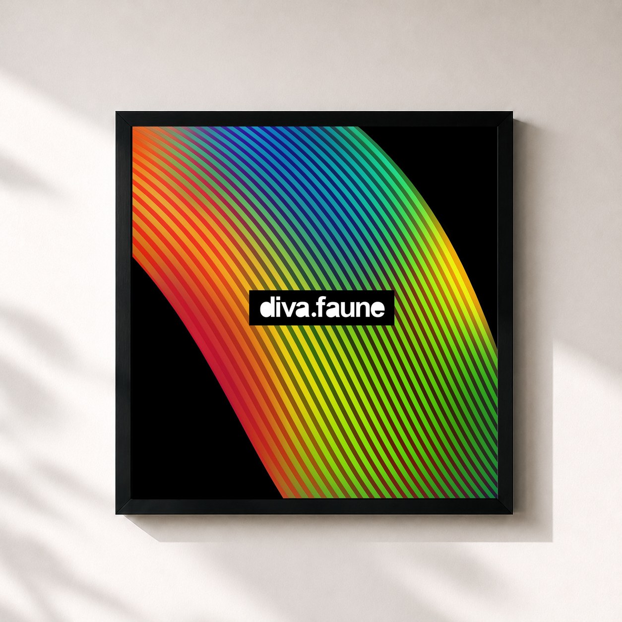 #noir Tableau carré de l'album Dancing with Moonshine de Diva Faune, cadre noir 32x32 cm