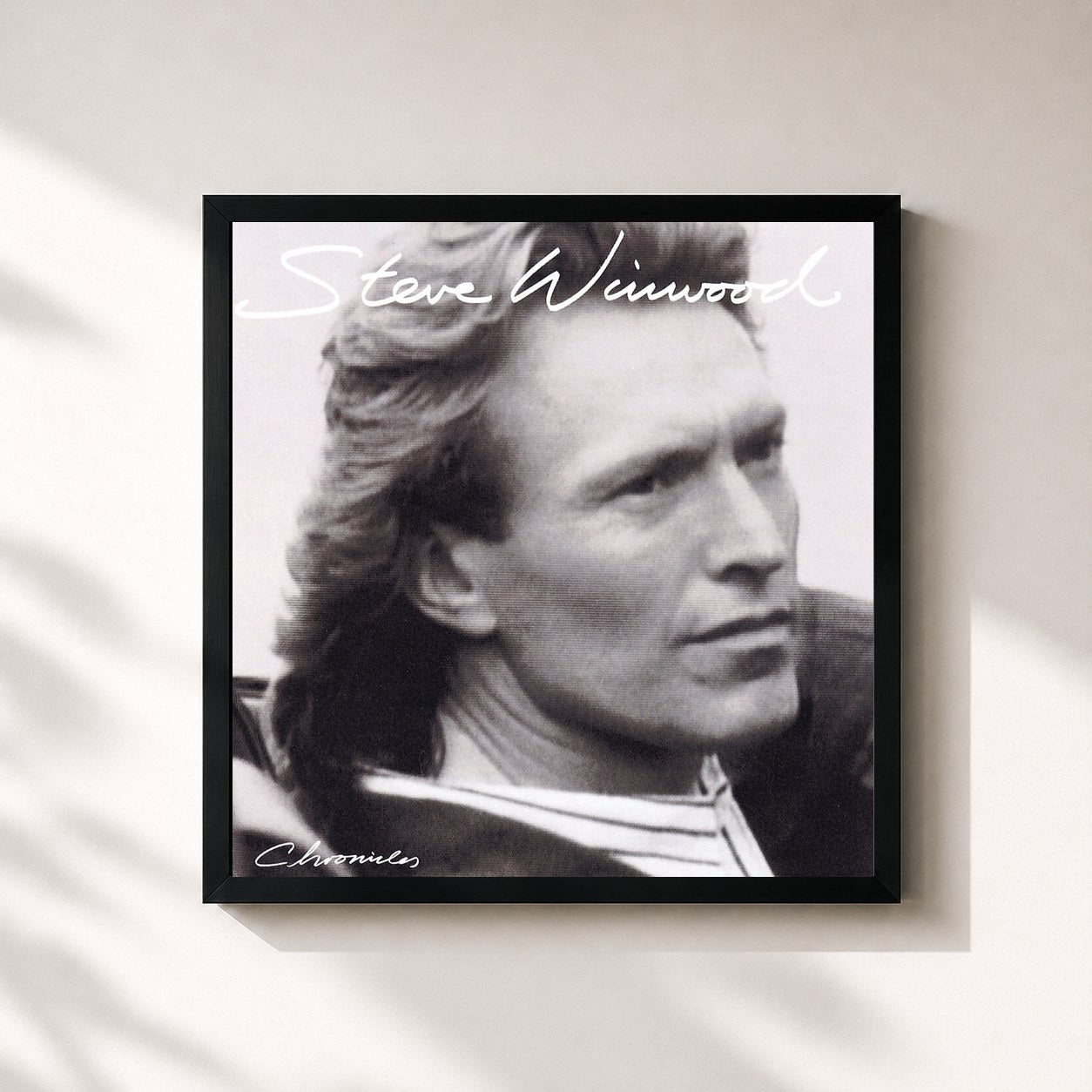 #noir Tableau carré de l'album Chronicles de Steve Winwood, cadre noir 32x32 cm