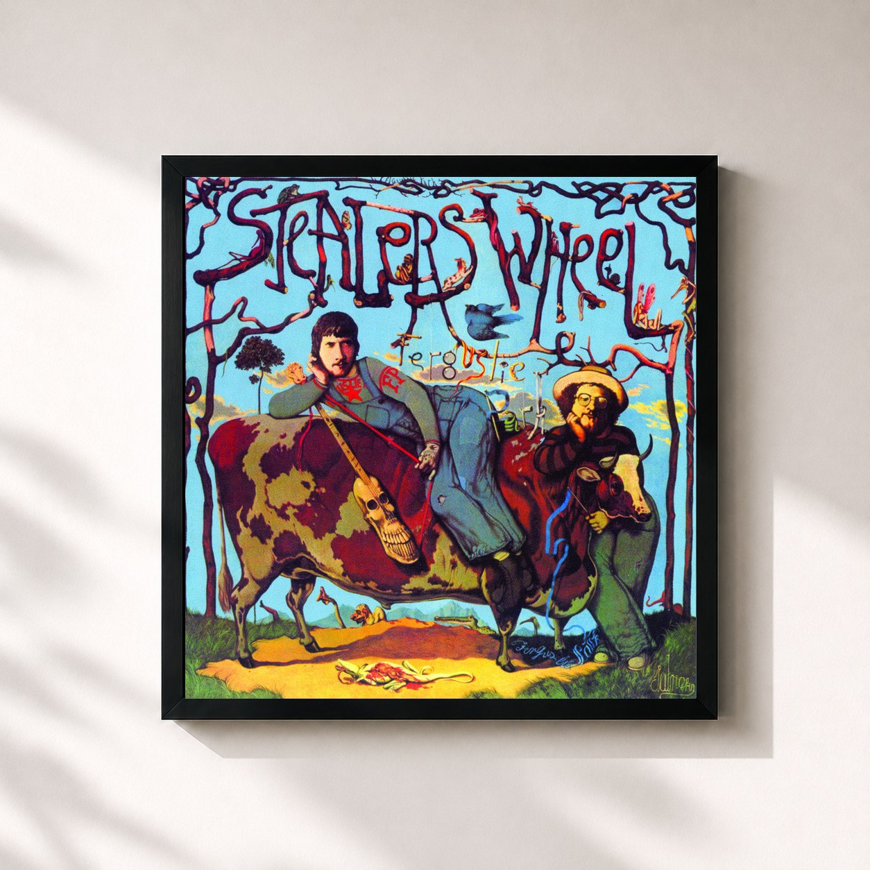 #noir Tableau carré de l'album Ferguslie Park de Stealers Wheel, cadre noir 32x32 cm