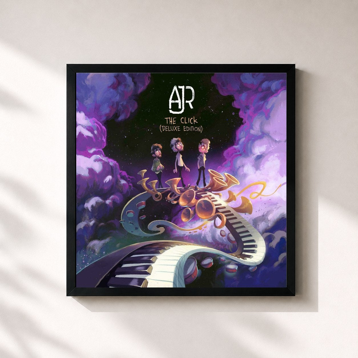 #noir Tableau carré de l'album The Click (Deluxe Edition) de AJR, cadre noir 32x32 cm