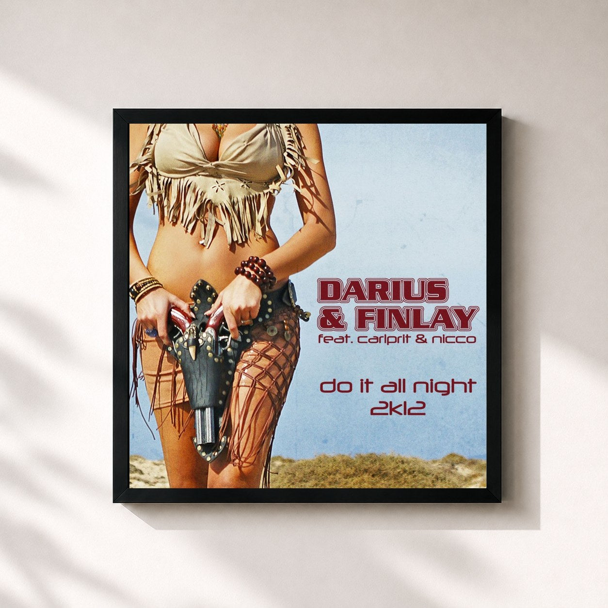 #noir Tableau carré de l'album Do It All Night 2K12 de Darius & Finlay, cadre noir 32x32 cm