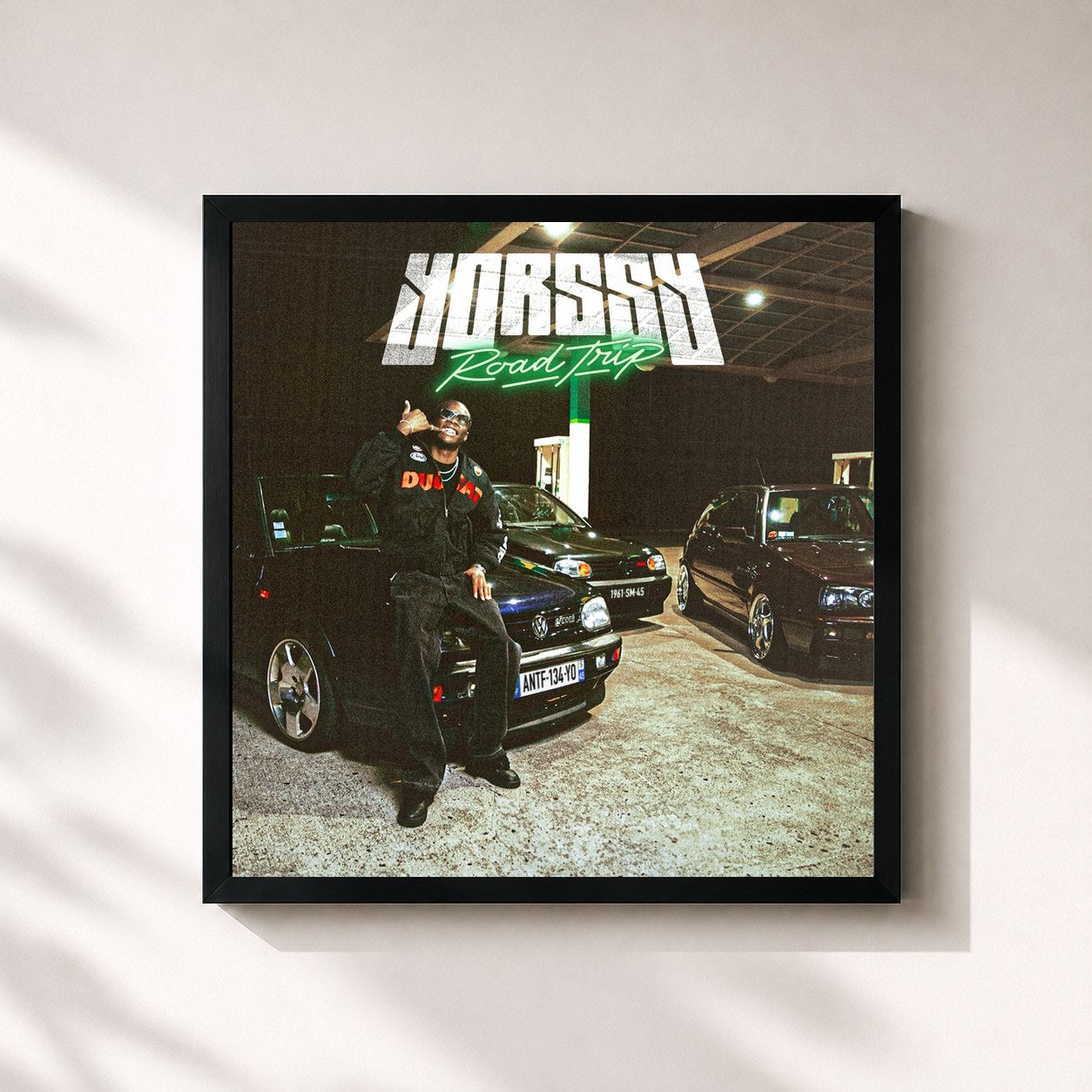 #noir Tableau carré de l'album Road Trip de Yorssy, cadre noir 32x32 cm