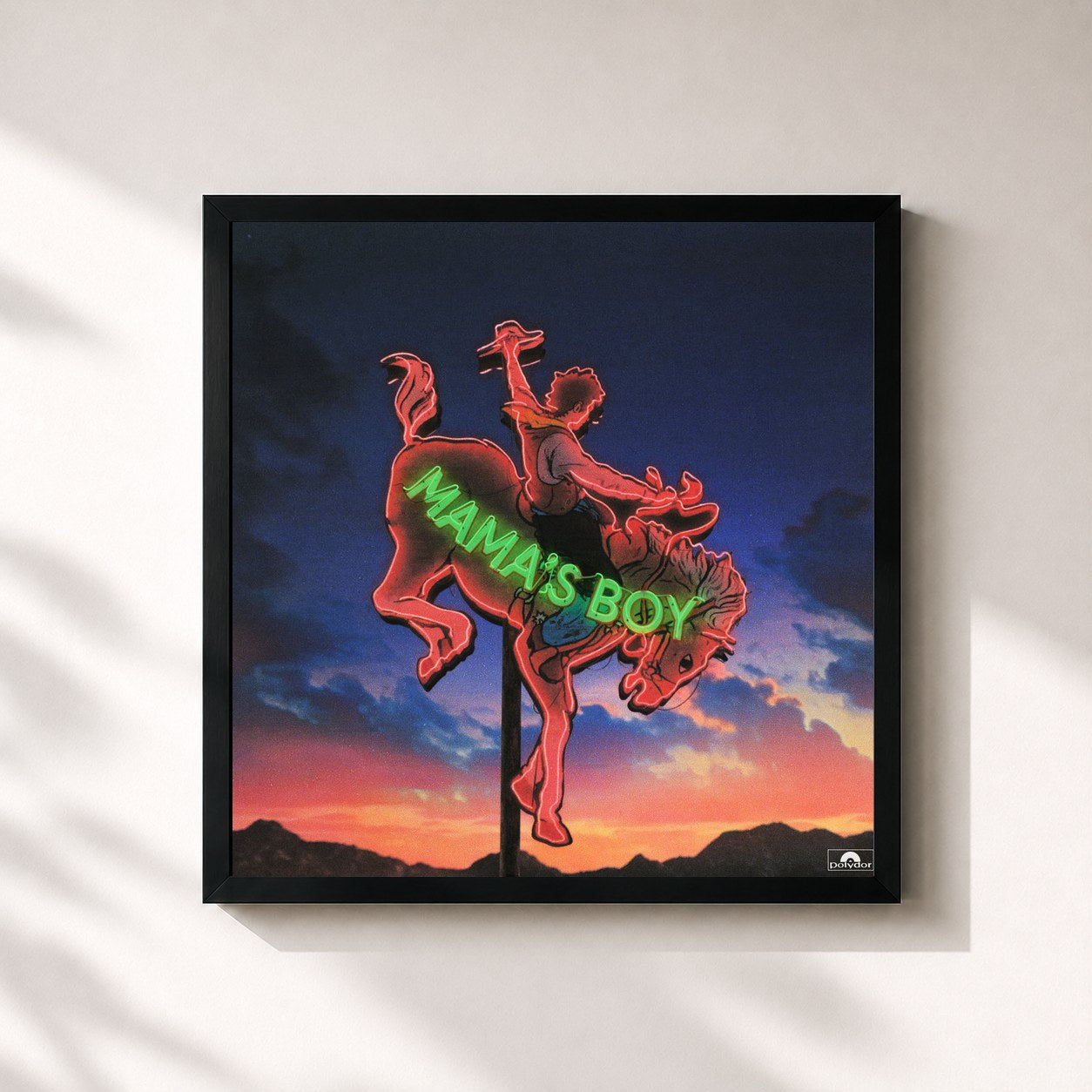 #noir Tableau carré de l'album mama's boy de LANY, cadre noir 32x32 cm