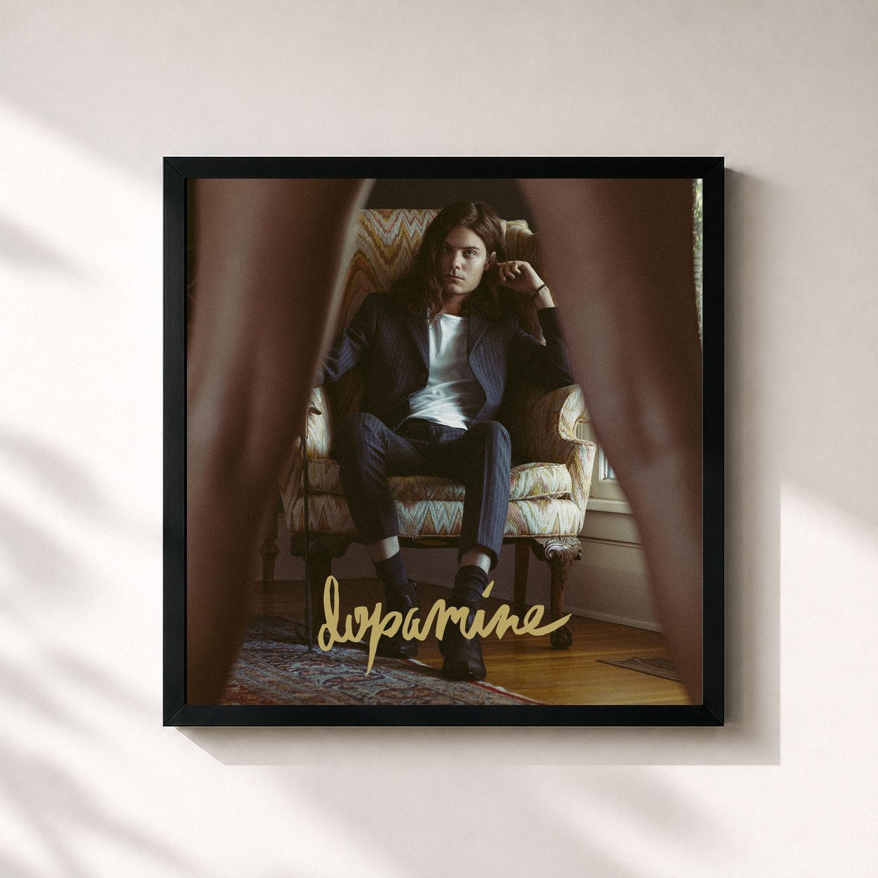 #noir Tableau carré de l'album Dopamine de BØRNS, cadre noir 32x32 cm