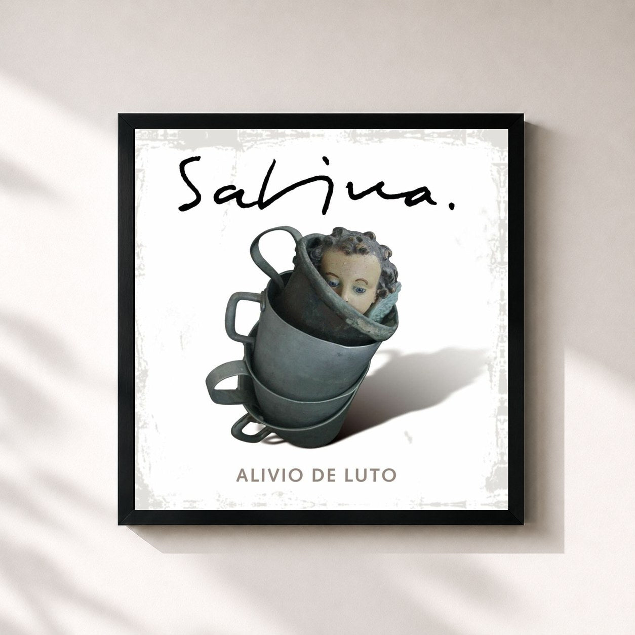 #noir Tableau carré de l'album Alivio De Luto de Joaquín Sabina, cadre noir 32x32 cm