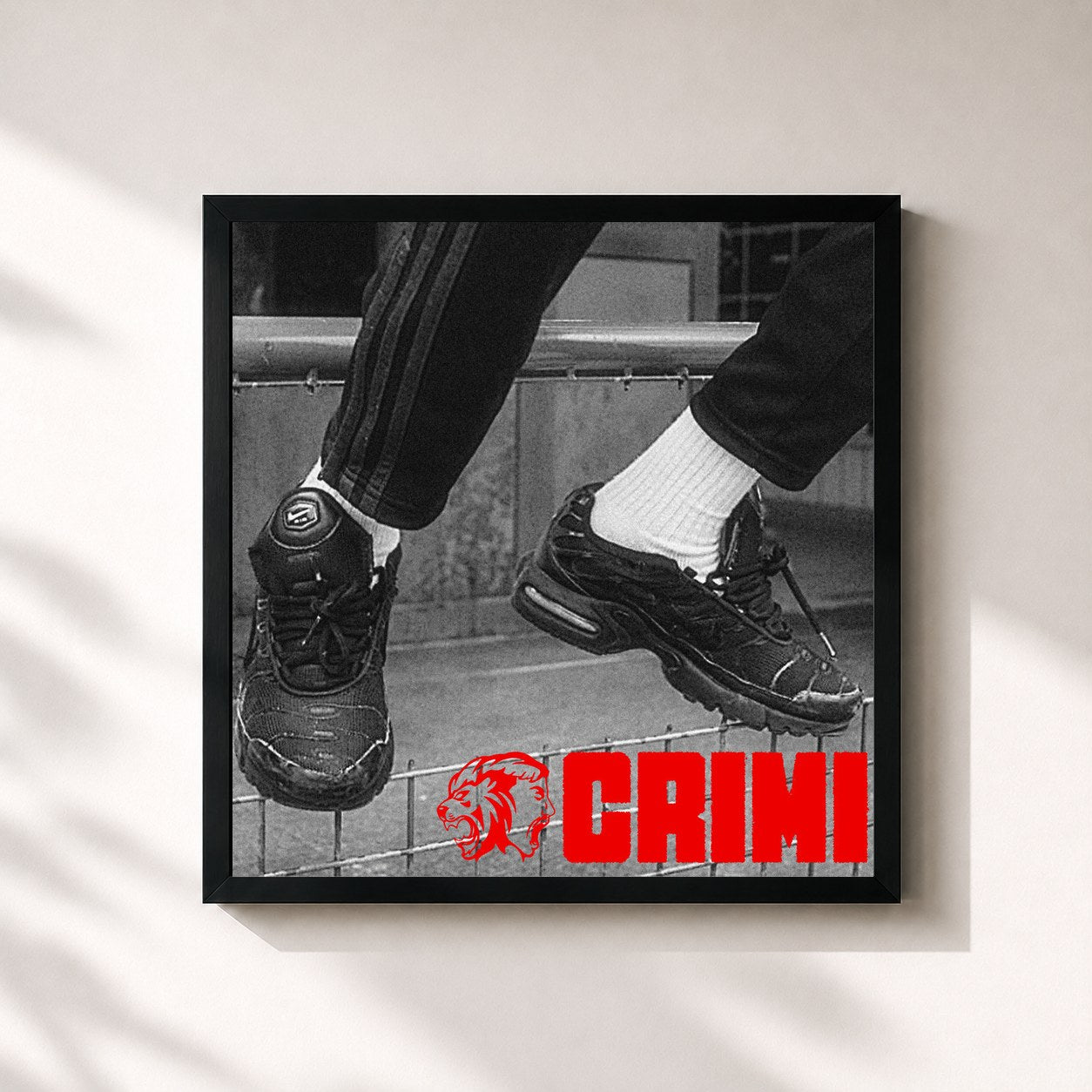 #noir Tableau carré de l'album CRIMI de SIMBA LA RUE, cadre noir 32x32 cm