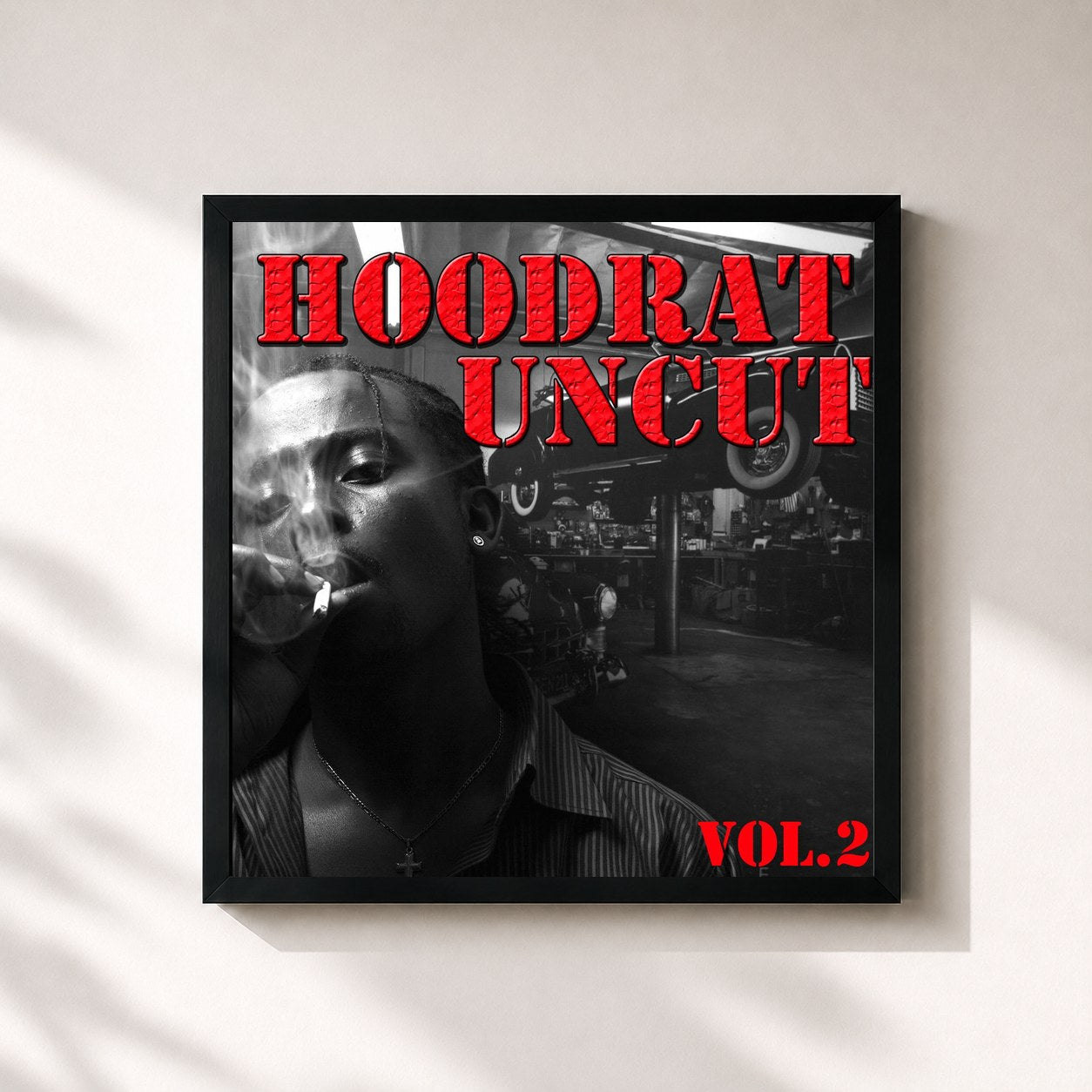 #noir Tableau carré de l'album Hoodrat Uncut, Vol.2 de Warren G, cadre noir 32x32 cm