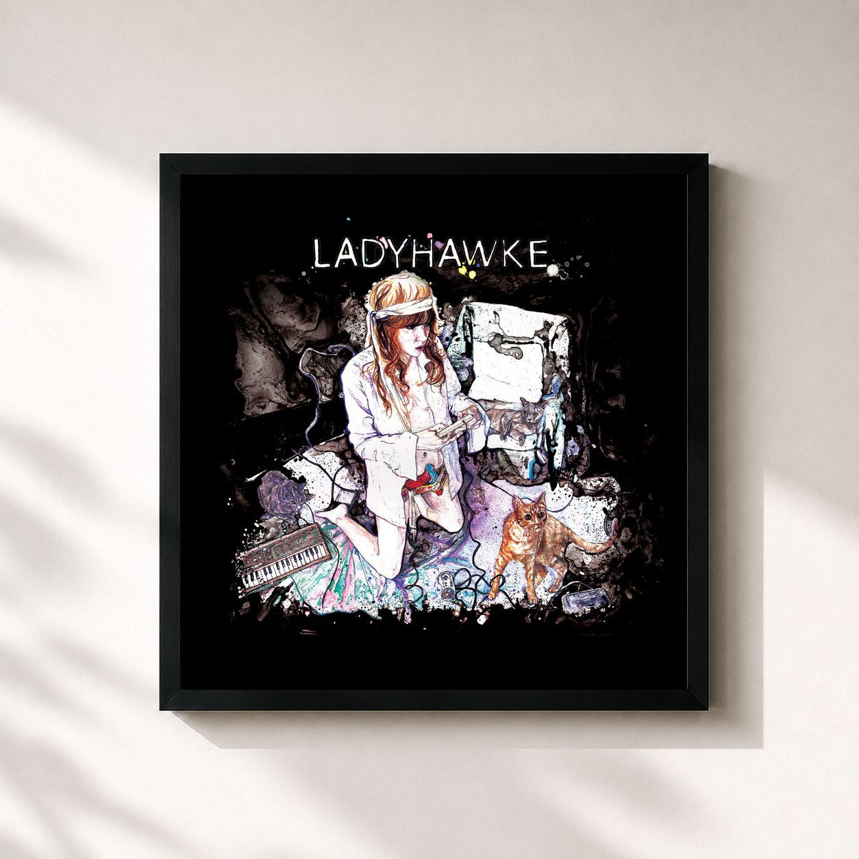 #noir Tableau carré de l'album Ladyhawke (Deluxe Edition) de Ladyhawke, cadre noir 32x32 cm