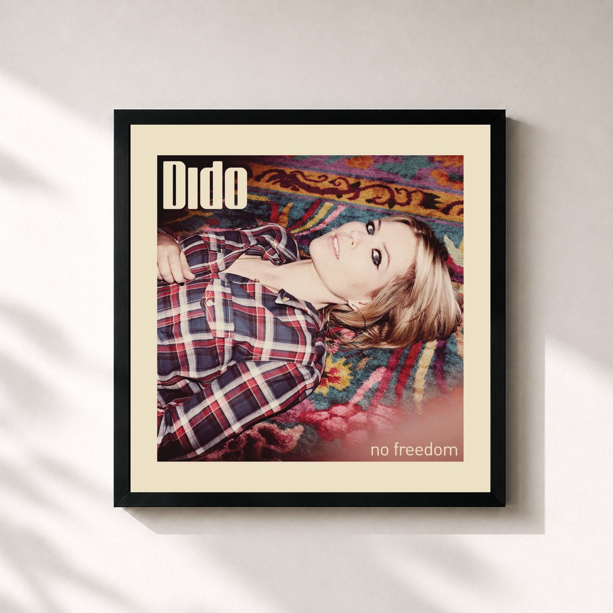 #noir Tableau carré de l'album No Freedom de Dido, cadre noir 32x32 cm