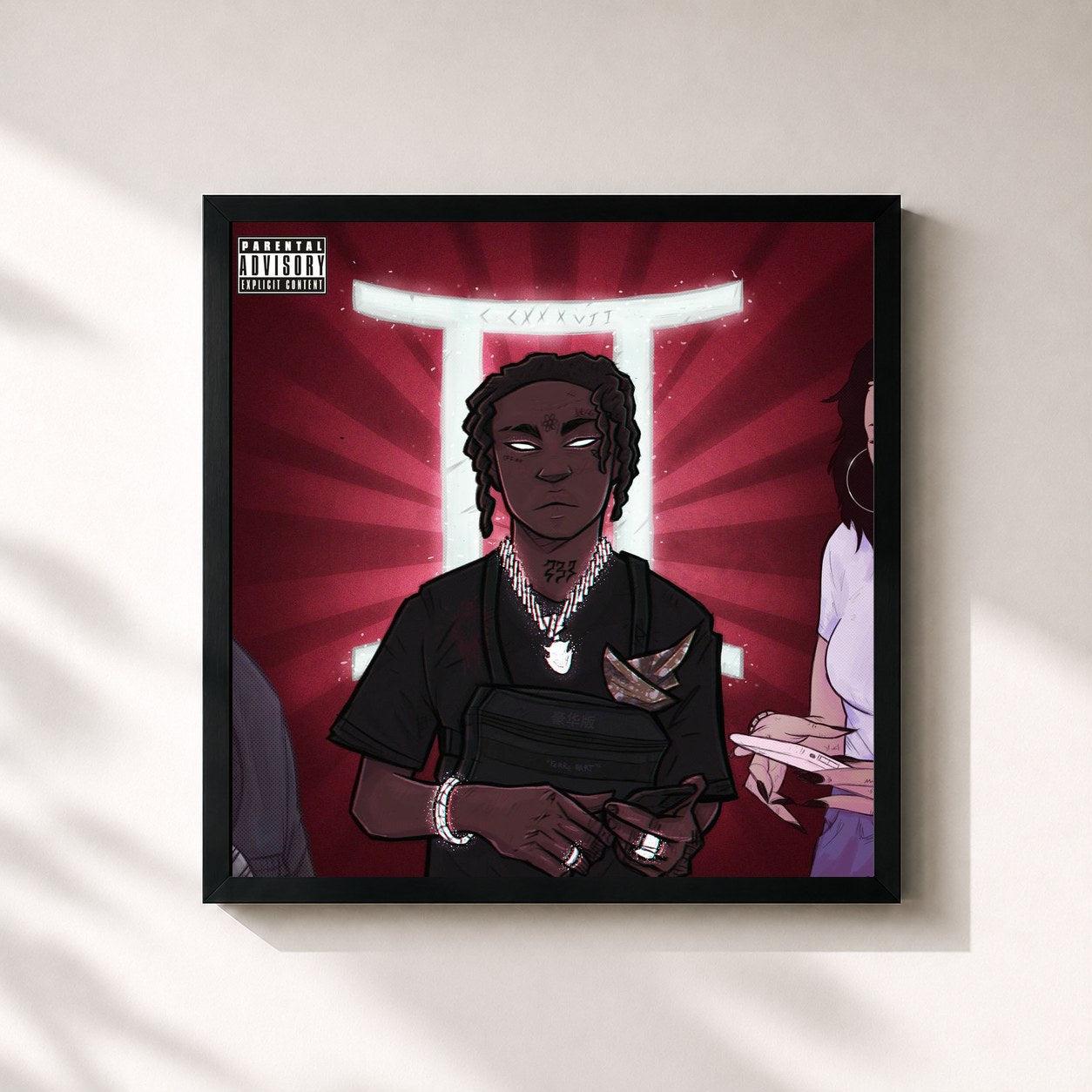 #noir Tableau carré de l'album 237 Deluxe de Yunk Vino, cadre noir 32x32 cm