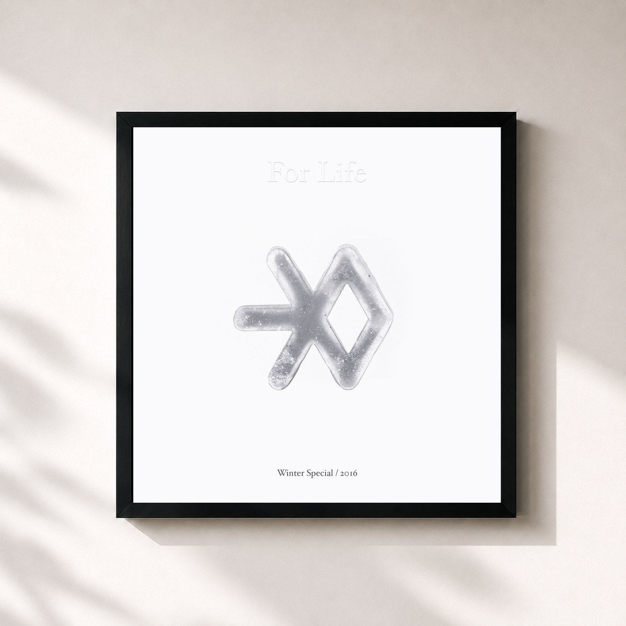 #noir Tableau carré de l'album For Life - Winter Special Album, 2016 de EXO, cadre noir 32x32 cm