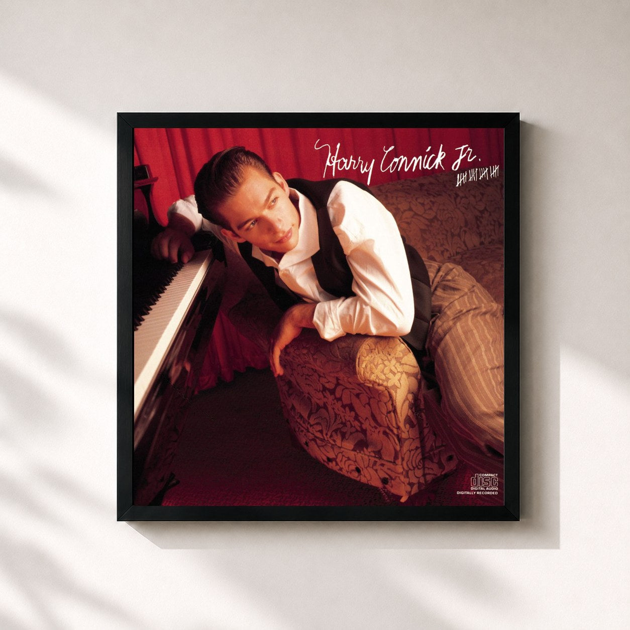 #noir Tableau carré de l'album 20 de Harry Connick Jr., cadre noir 32x32 cm