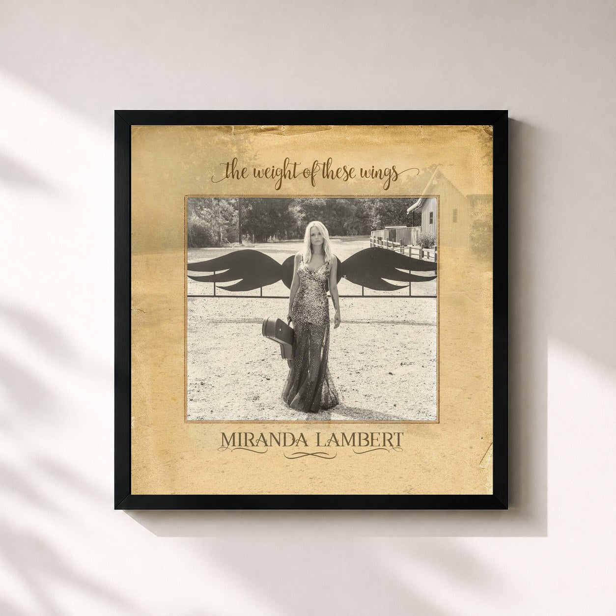 #noir Tableau carré de l'album The Weight of These Wings de Miranda Lambert, cadre noir 32x32 cm