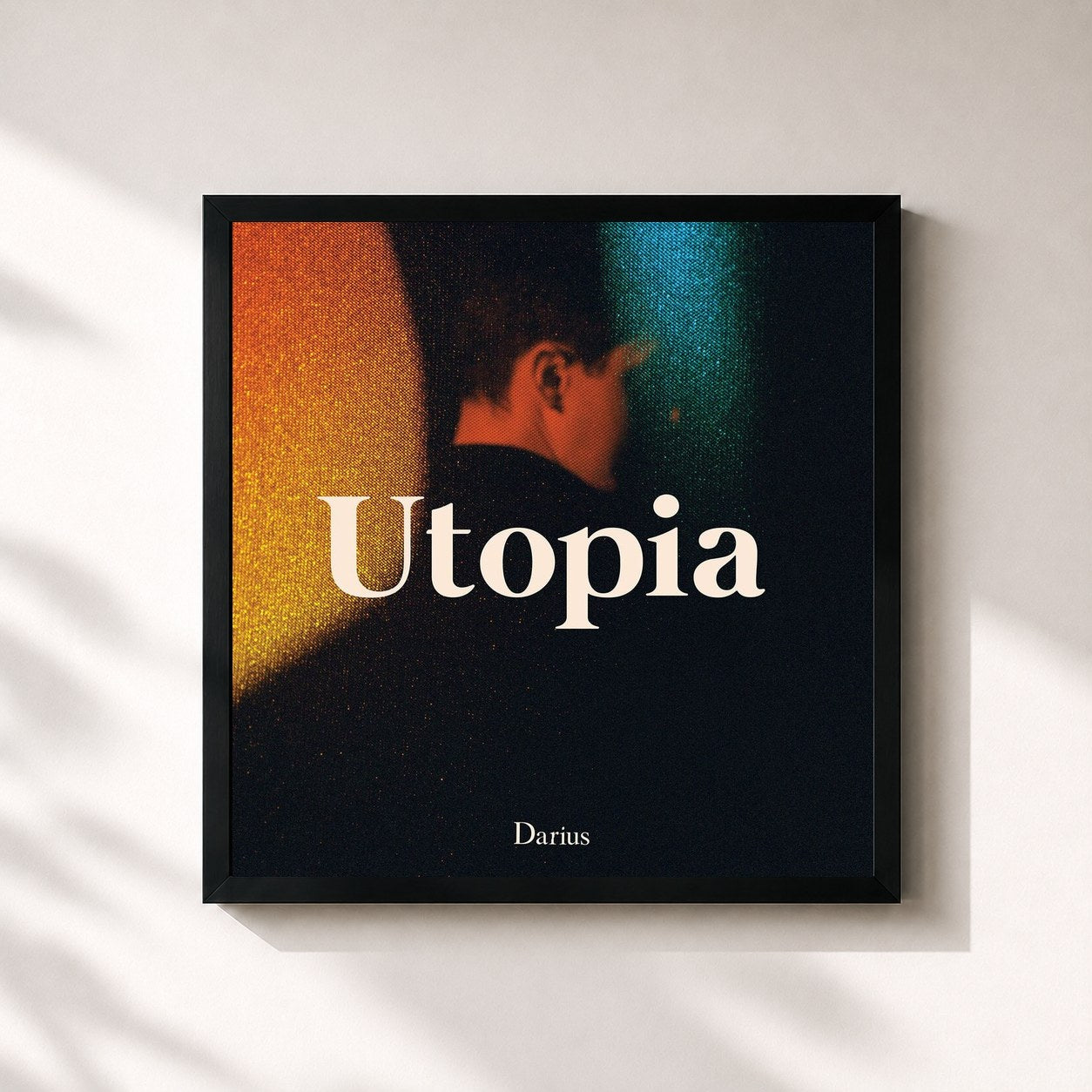 #noir Tableau carré de l'album Utopia de Darius, cadre noir 32x32 cm