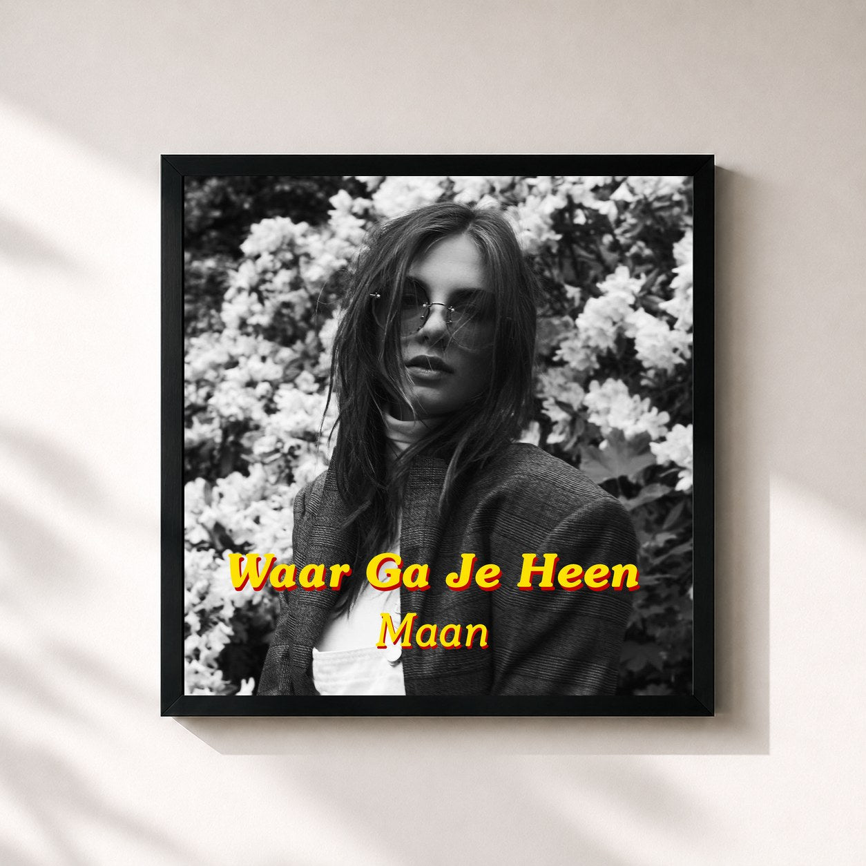 #noir Tableau carré de l'album Waar Ga Je Heen de Maan, cadre noir 32x32 cm