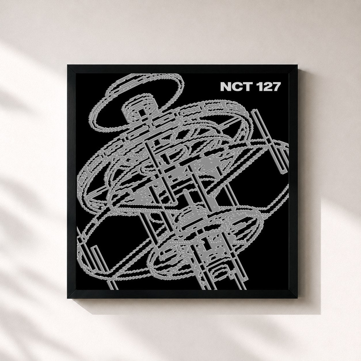 #noir Tableau carré de l'album Fact Check - The 5th Album de NCT 127, cadre noir 32x32 cm
