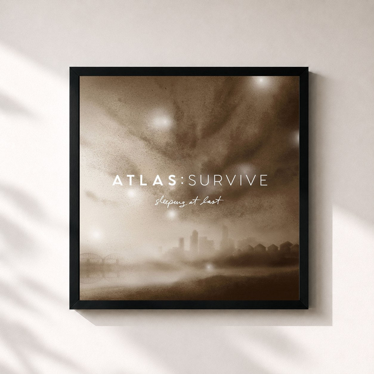 #noir Tableau carré de l'album Atlas: Survive de Sleeping At Last, cadre noir 32x32 cm