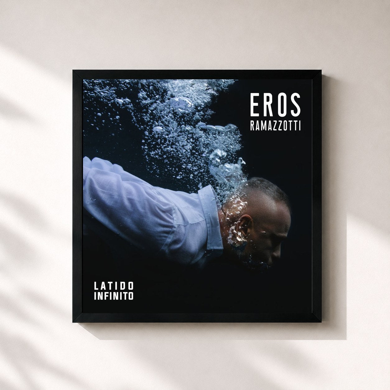 #noir Tableau carré de l'album Latido Infinito de Eros Ramazzotti, cadre noir 32x32 cm