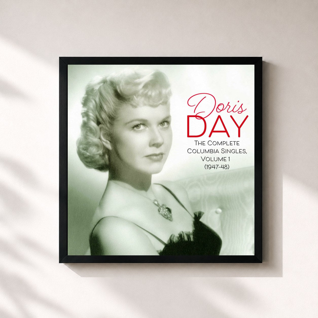 #noir Tableau carré de l'album The Complete Columbia Singles, Volume 1 (1947-48) de Doris Day, cadre noir 32x32 cm