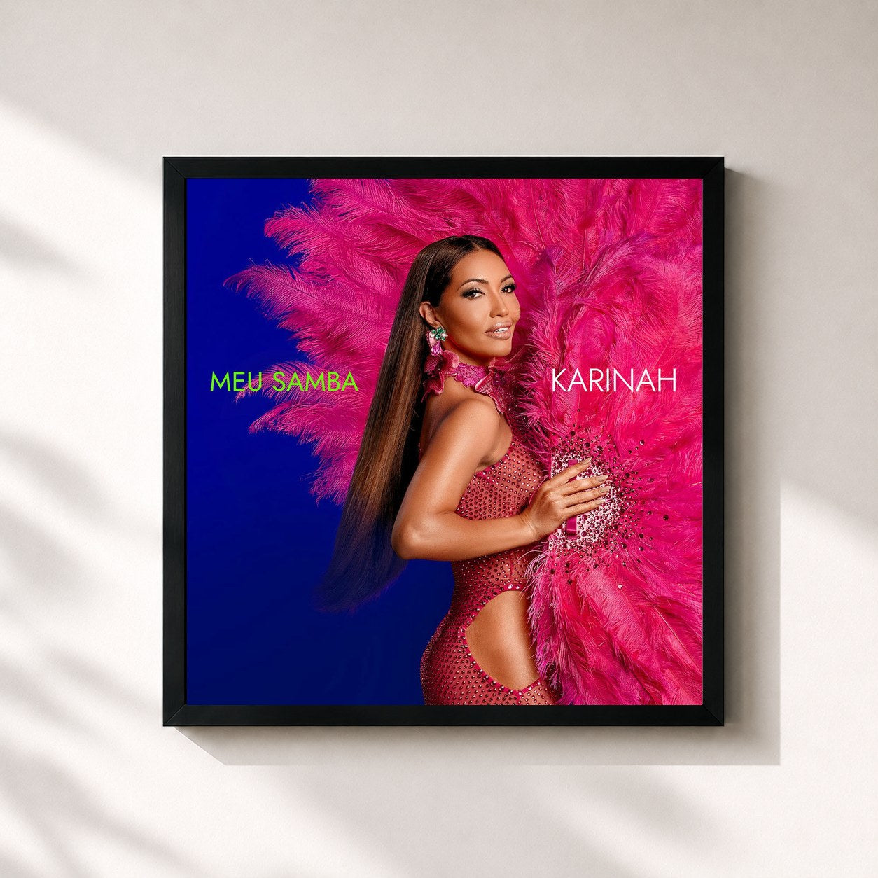 #noir Tableau carré de l'album Meu Samba de Karinah, cadre noir 32x32 cm