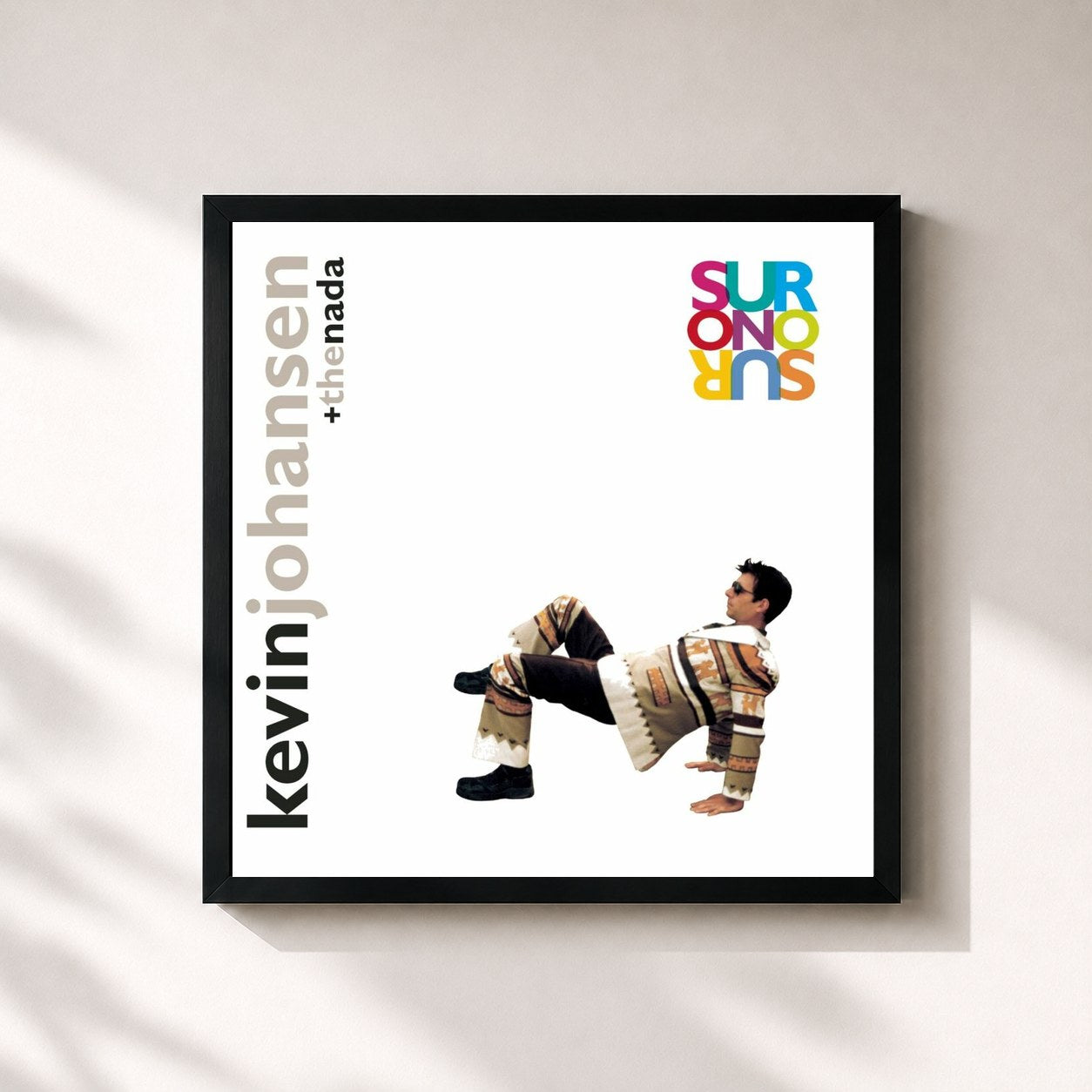 #noir Tableau carré de l'album Sur o No Sur de Kevin Johansen, cadre noir 32x32 cm