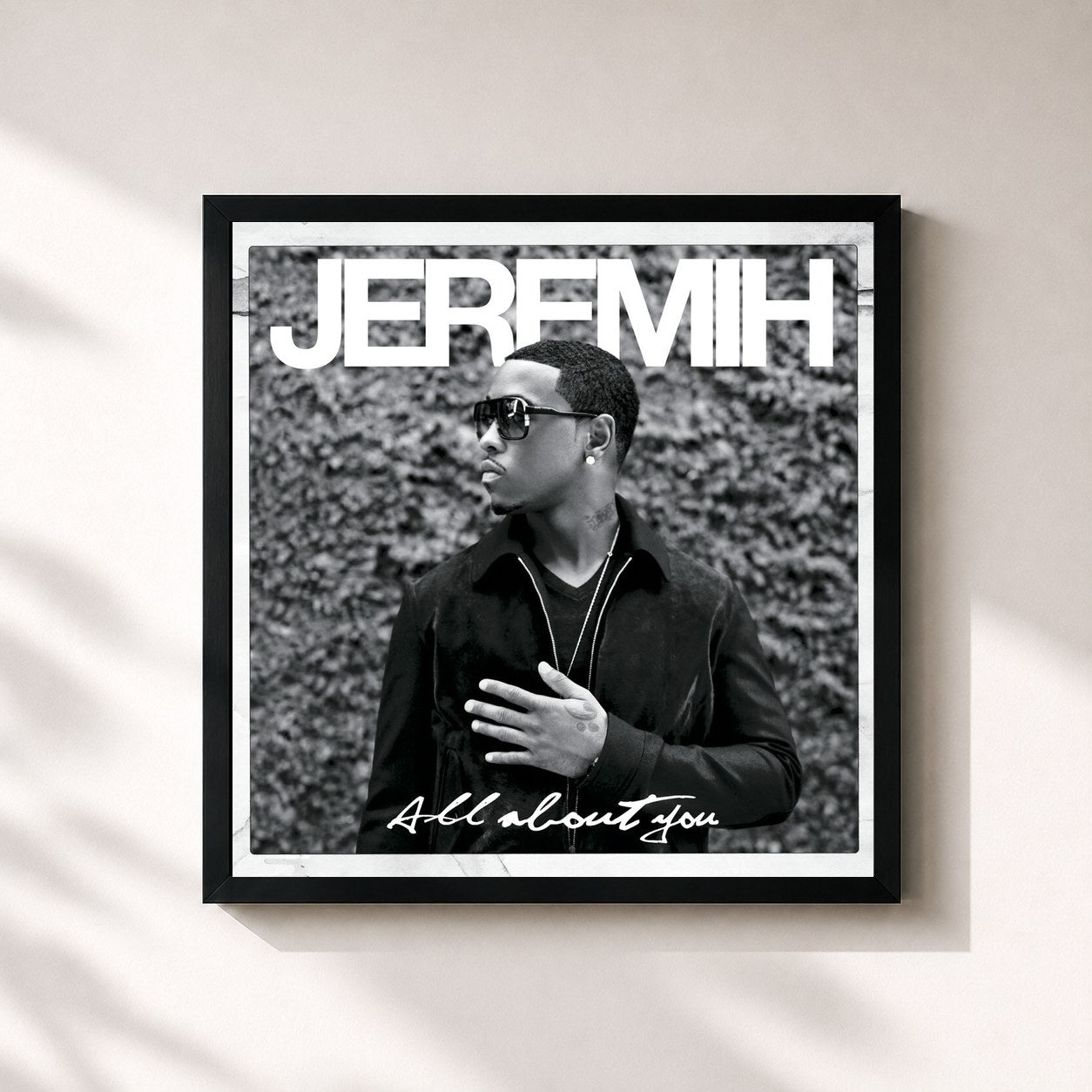#noir Tableau carré de l'album All About You de Jeremih, cadre noir 32x32 cm