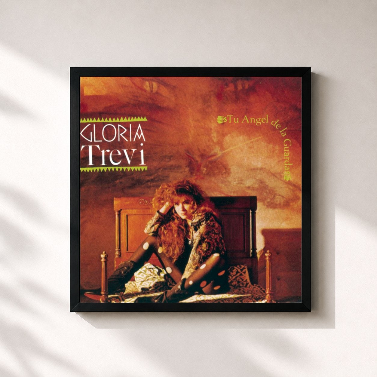 #noir Tableau carré de l'album Tu Angel De La Guarda de Gloria Trevi, cadre noir 32x32 cm
