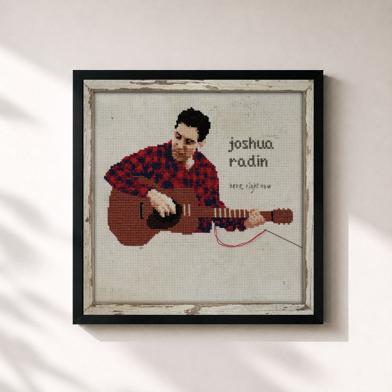#noir Tableau carré de l'album Here, Right Now de Joshua Radin, cadre noir 32x32 cm
