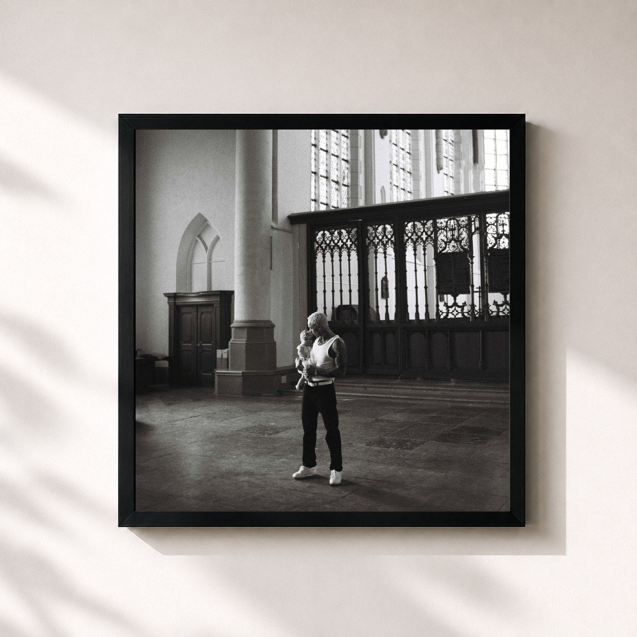 #noir Tableau carré de l'album FOUR JUNO de Bizzey, cadre noir 32x32 cm