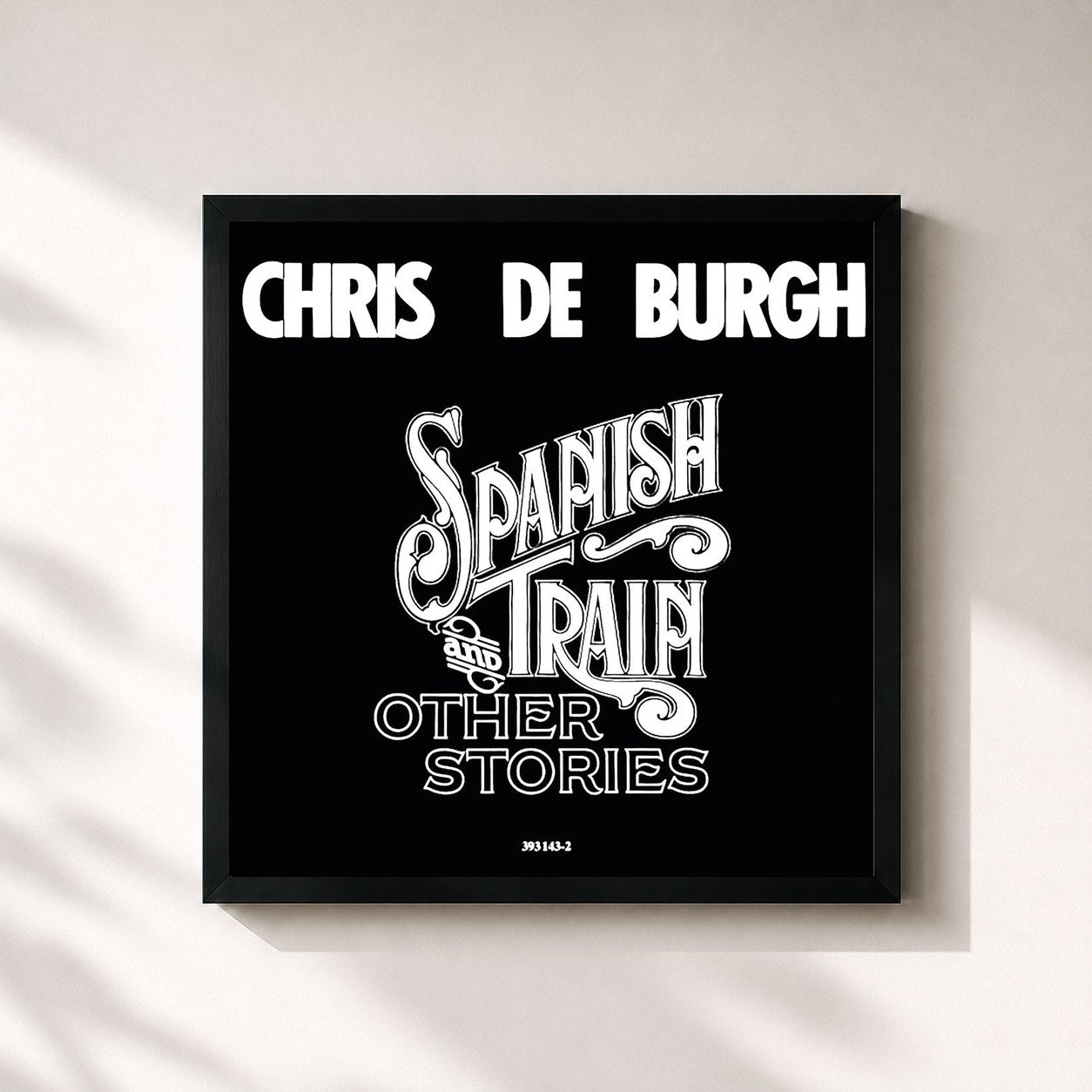 #noir Tableau carré de l'album Spanish Train And Other Stories de Chris de Burgh, cadre noir 32x32 cm