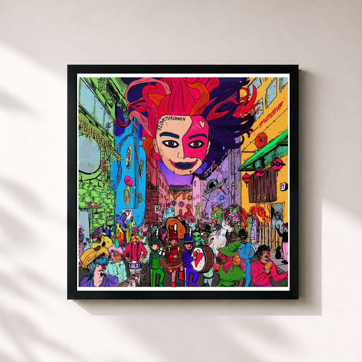 #noir Tableau carré de l'album My Parade de ILoveMakonnen, cadre noir 32x32 cm