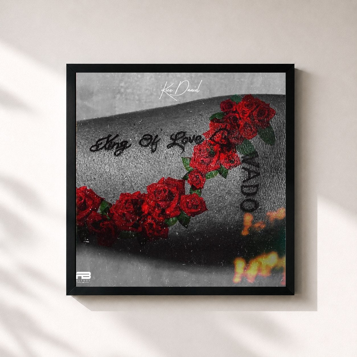 #noir Tableau carré de l'album King Of Love de Kizz Daniel, cadre noir 32x32 cm