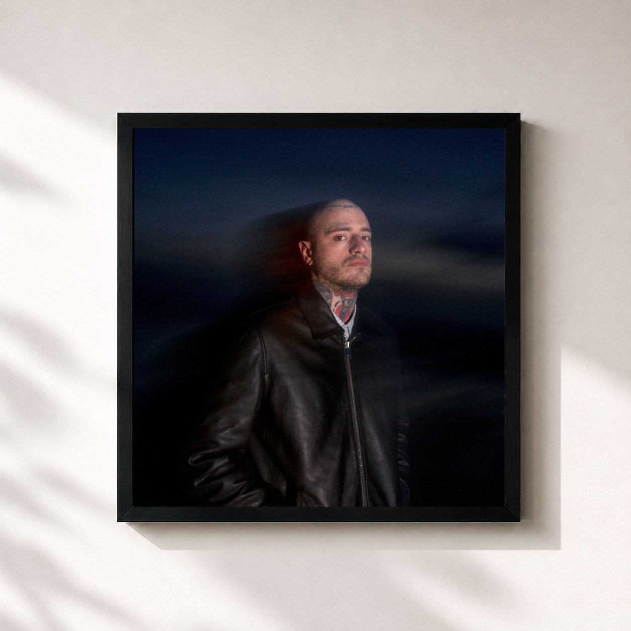 #noir Tableau carré de l'album Eros de Django, cadre noir 32x32 cm