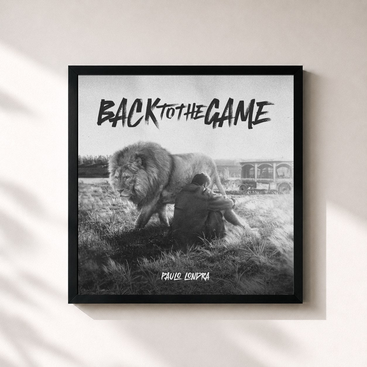 #noir Tableau carré de l'album Back To The Game de Paulo Londra, cadre noir 32x32 cm