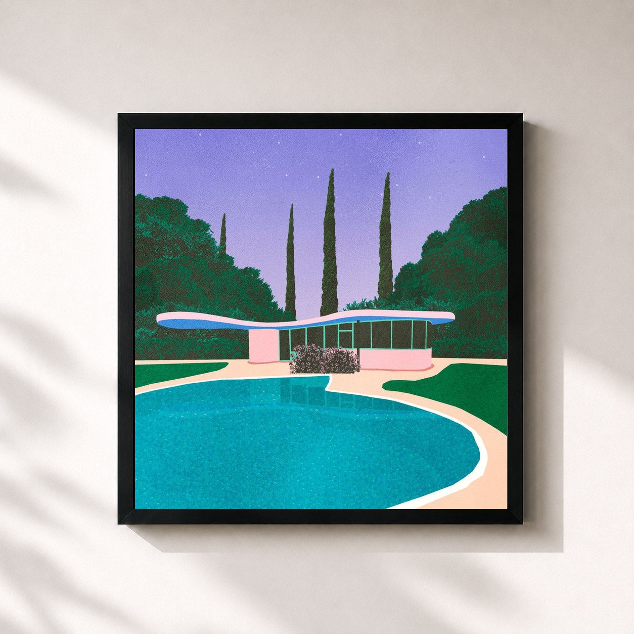 #noir Tableau carré de l'album Dawn in LA. de Bolden., cadre noir 32x32 cm
