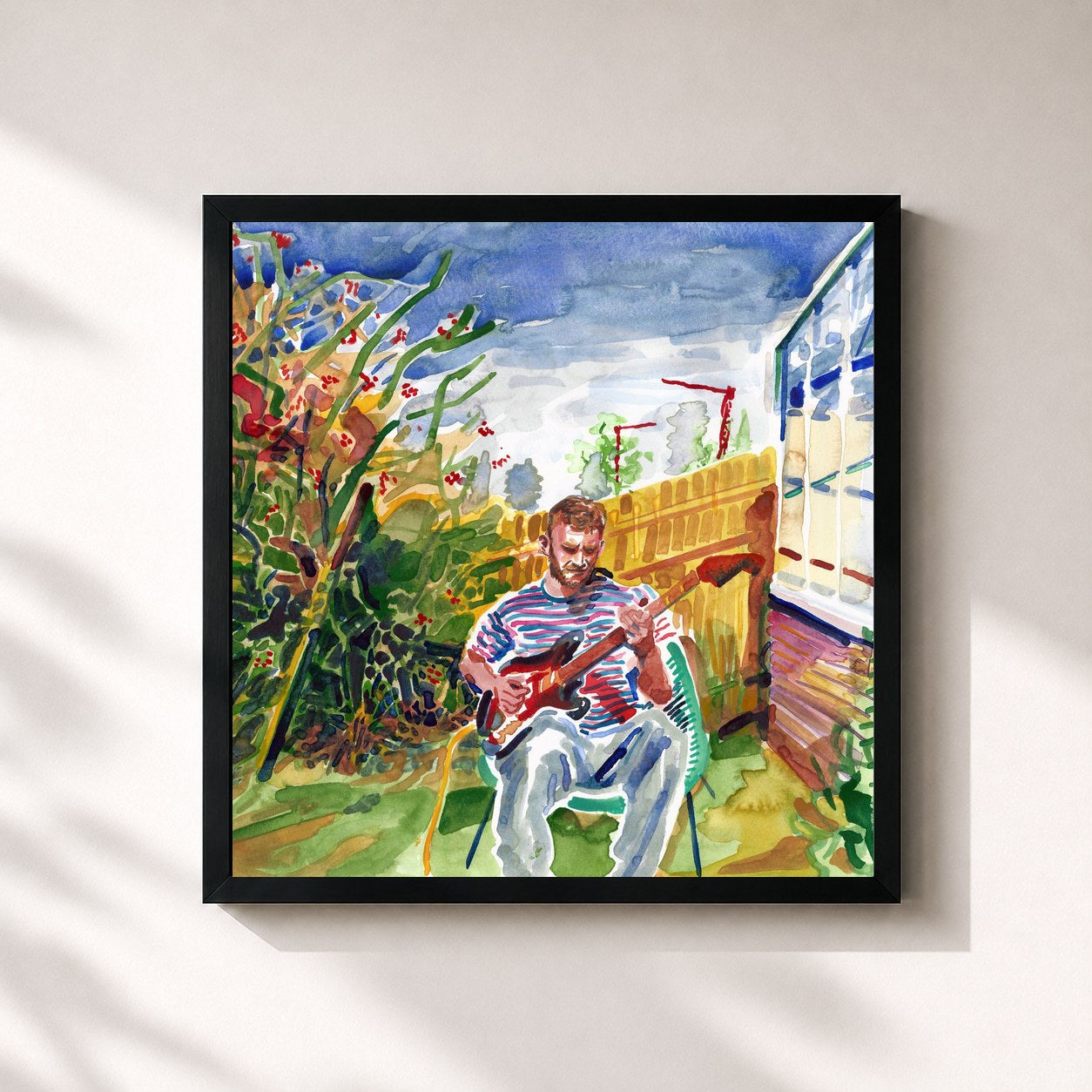 #noir Tableau carré de l'album Quarantine Sessions de Tom Misch, cadre noir 32x32 cm