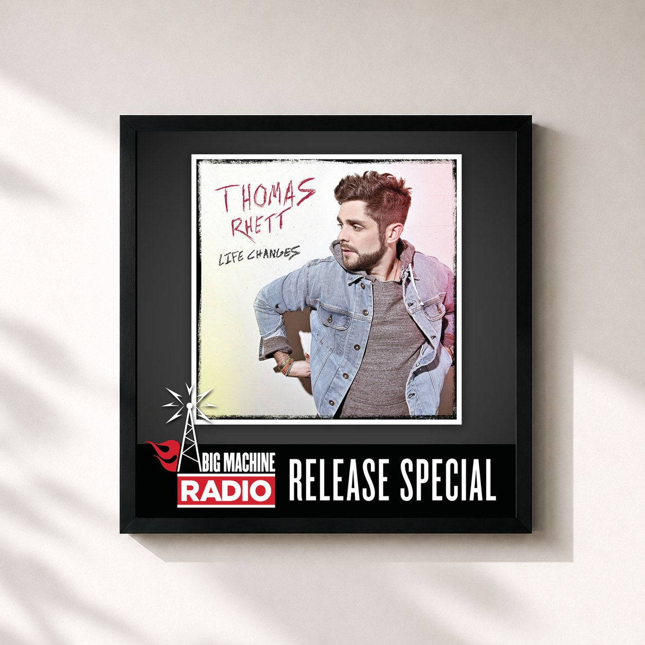 #noir Tableau carré de l'album Life Changes (Big Machine Radio Release Special) de Thomas Rhett, cadre noir 32x32 cm