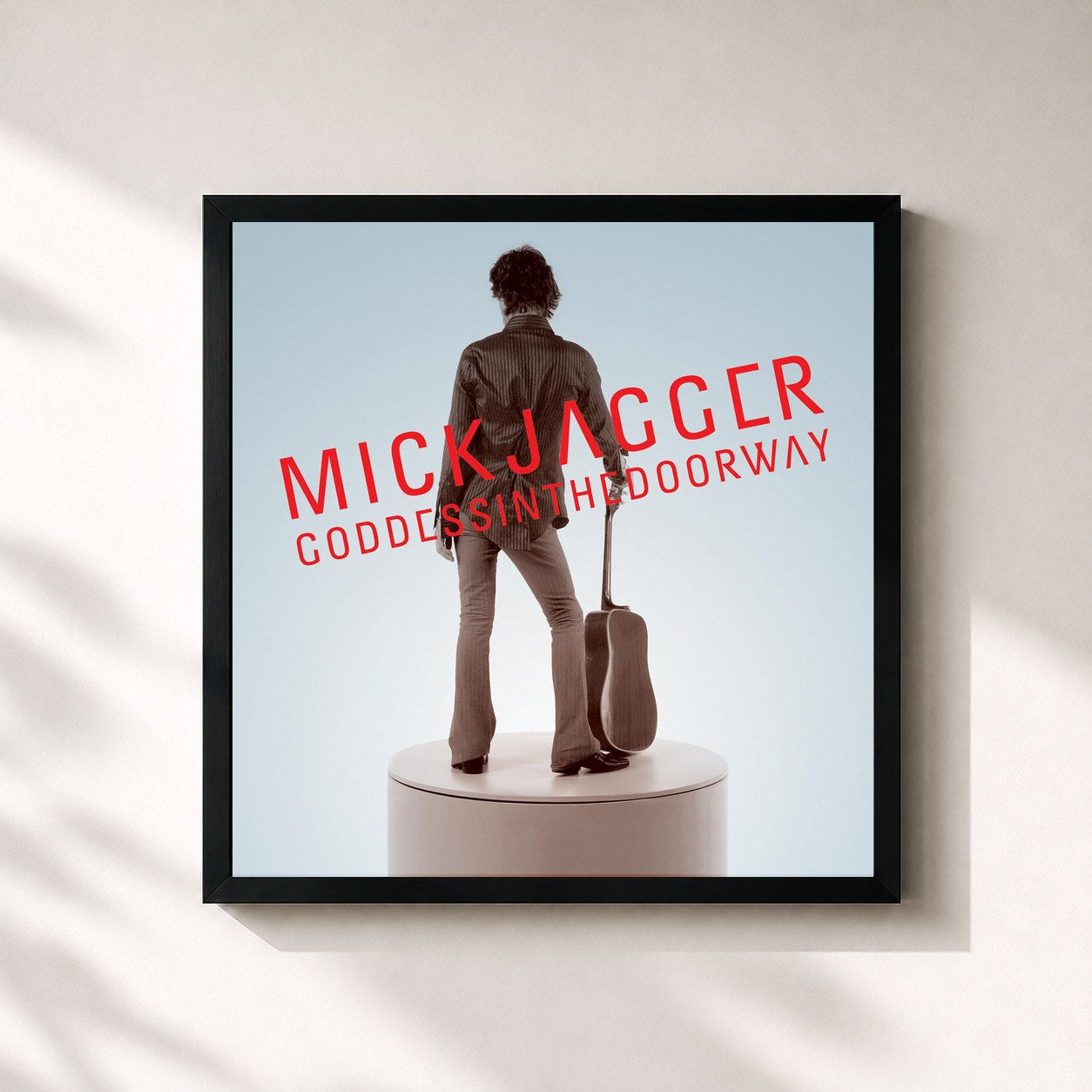#noir Tableau carré de l'album Goddess In The Doorway de Mick Jagger, cadre noir 32x32 cm