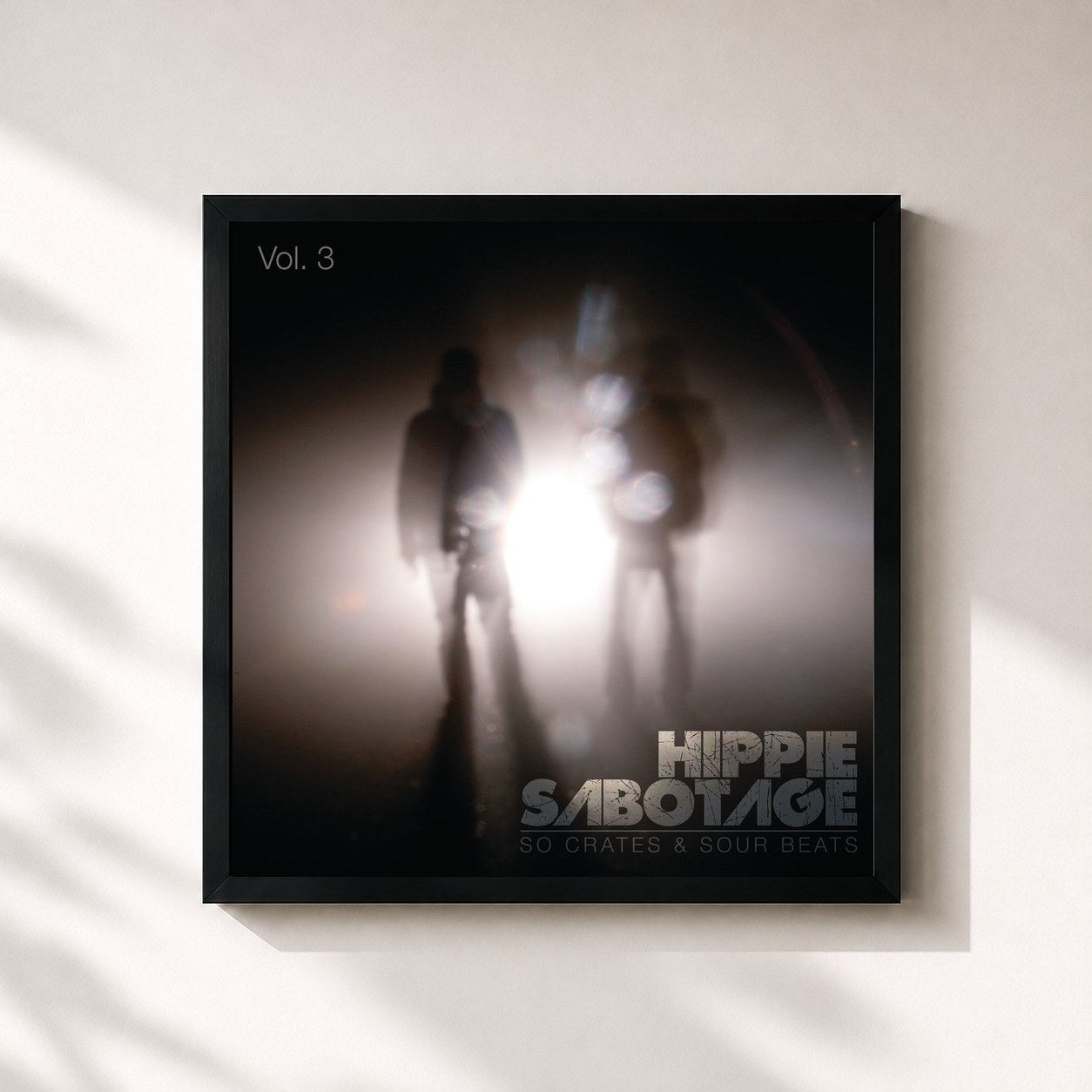 #noir Tableau carré de l'album Vol. 3 de Hippie Sabotage, cadre noir 32x32 cm