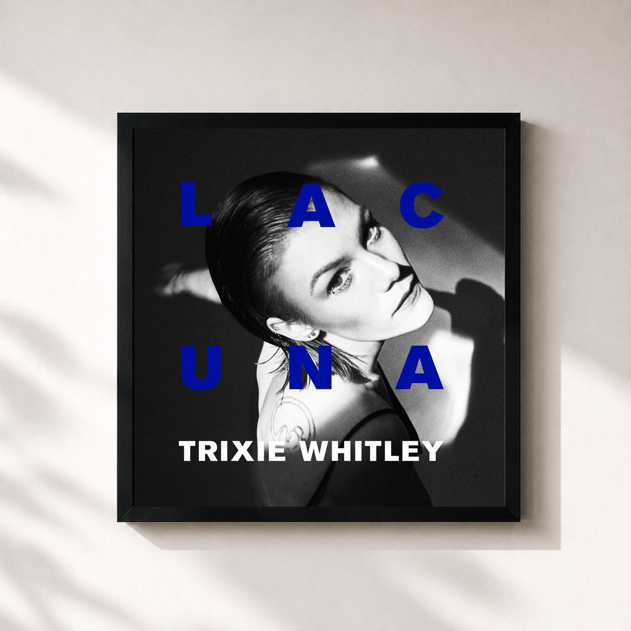 #noir Tableau carré de l'album Lacuna de Trixie Whitley, cadre noir 32x32 cm