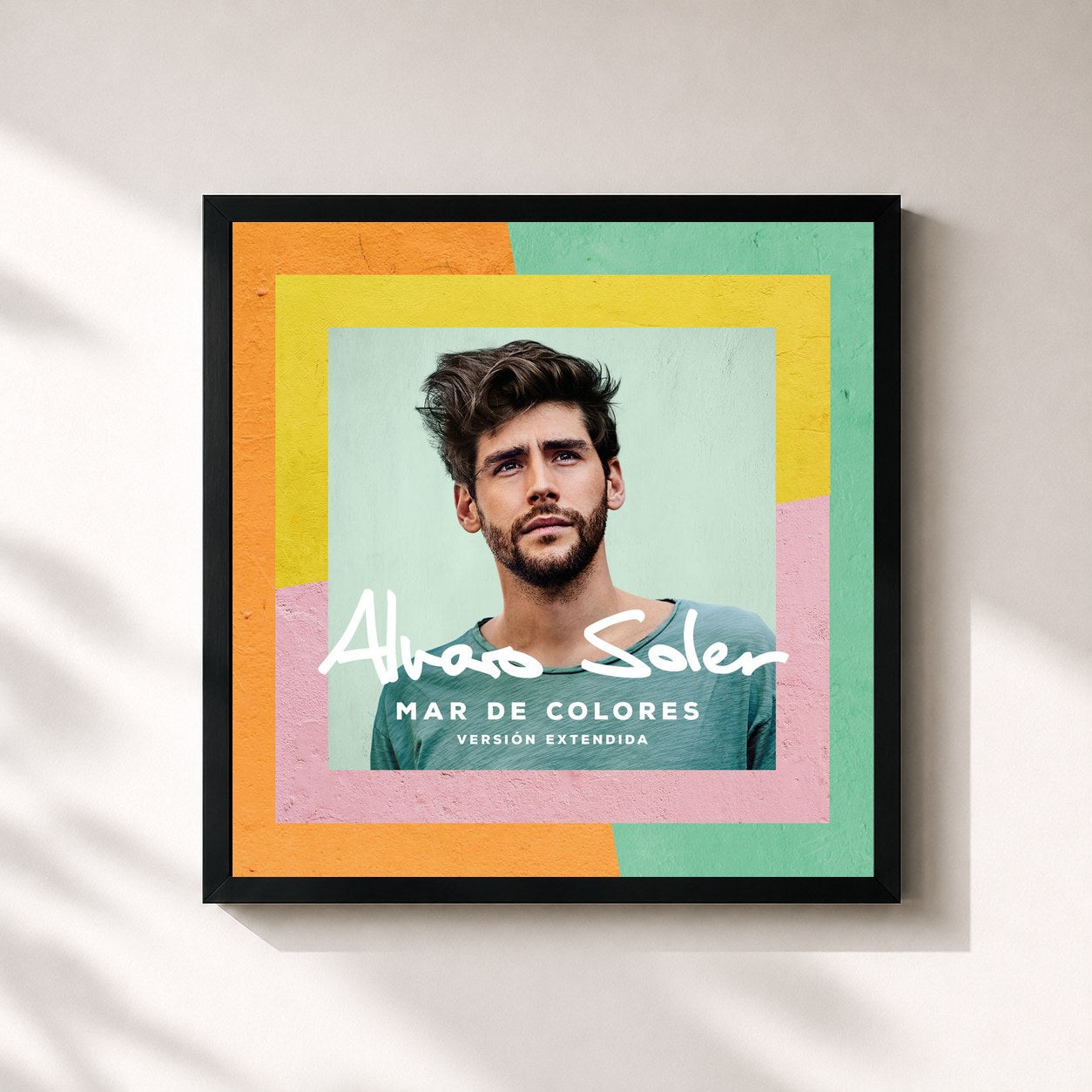 #noir Tableau carré de l'album Mar De Colores (Versión Extendida) de Alvaro Soler, cadre noir 32x32 cm