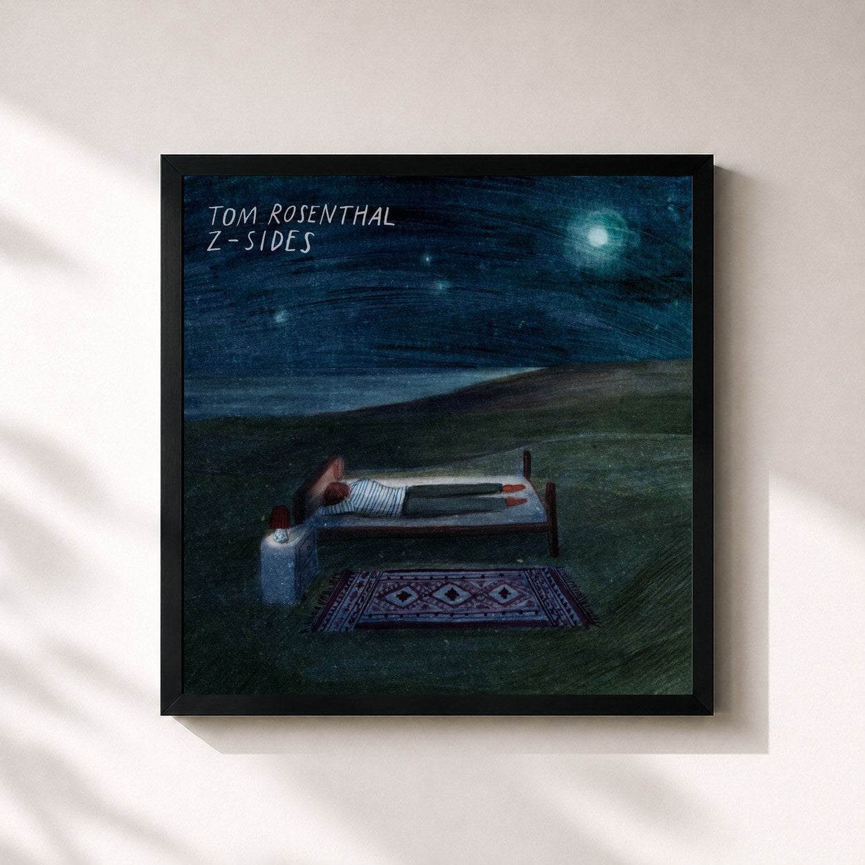 #noir Tableau carré de l'album Z-Sides de Tom Rosenthal, cadre noir 32x32 cm
