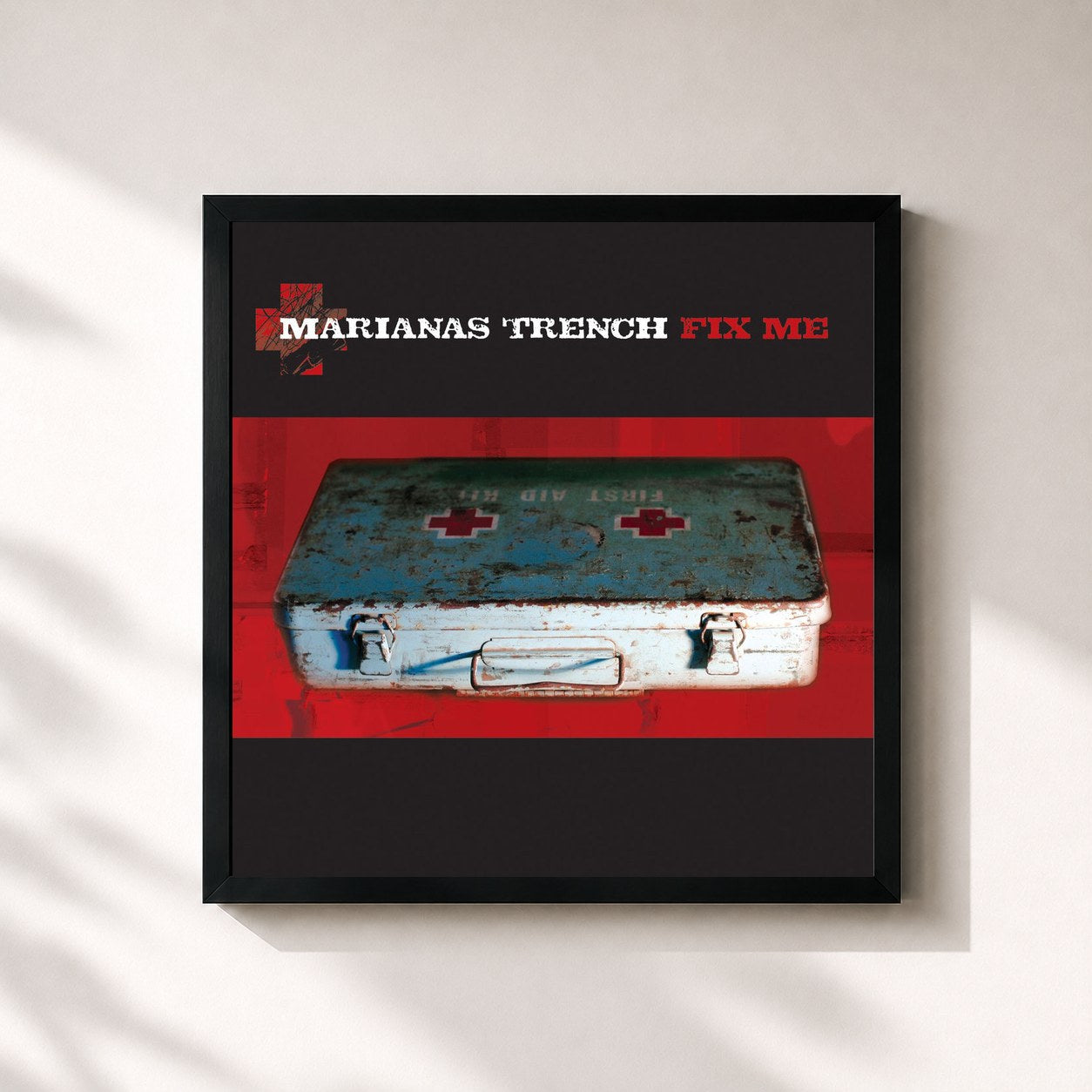 #noir Tableau carré de l'album Fix Me de Marianas Trench, cadre noir 32x32 cm