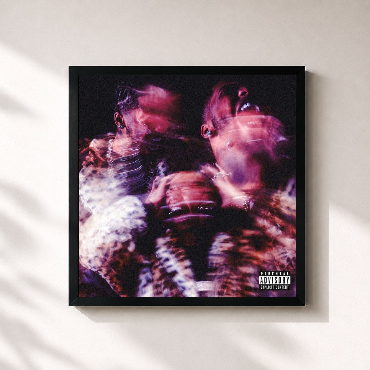 #noir Tableau carré de l'album PROJECT X de Key Glock, cadre noir 32x32 cm