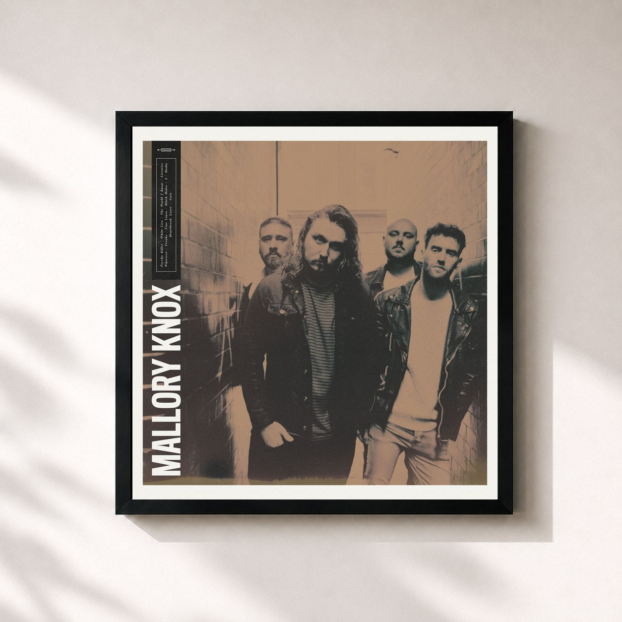 #noir Tableau carré de l'album Mallory Knox de Mallory Knox, cadre noir 32x32 cm