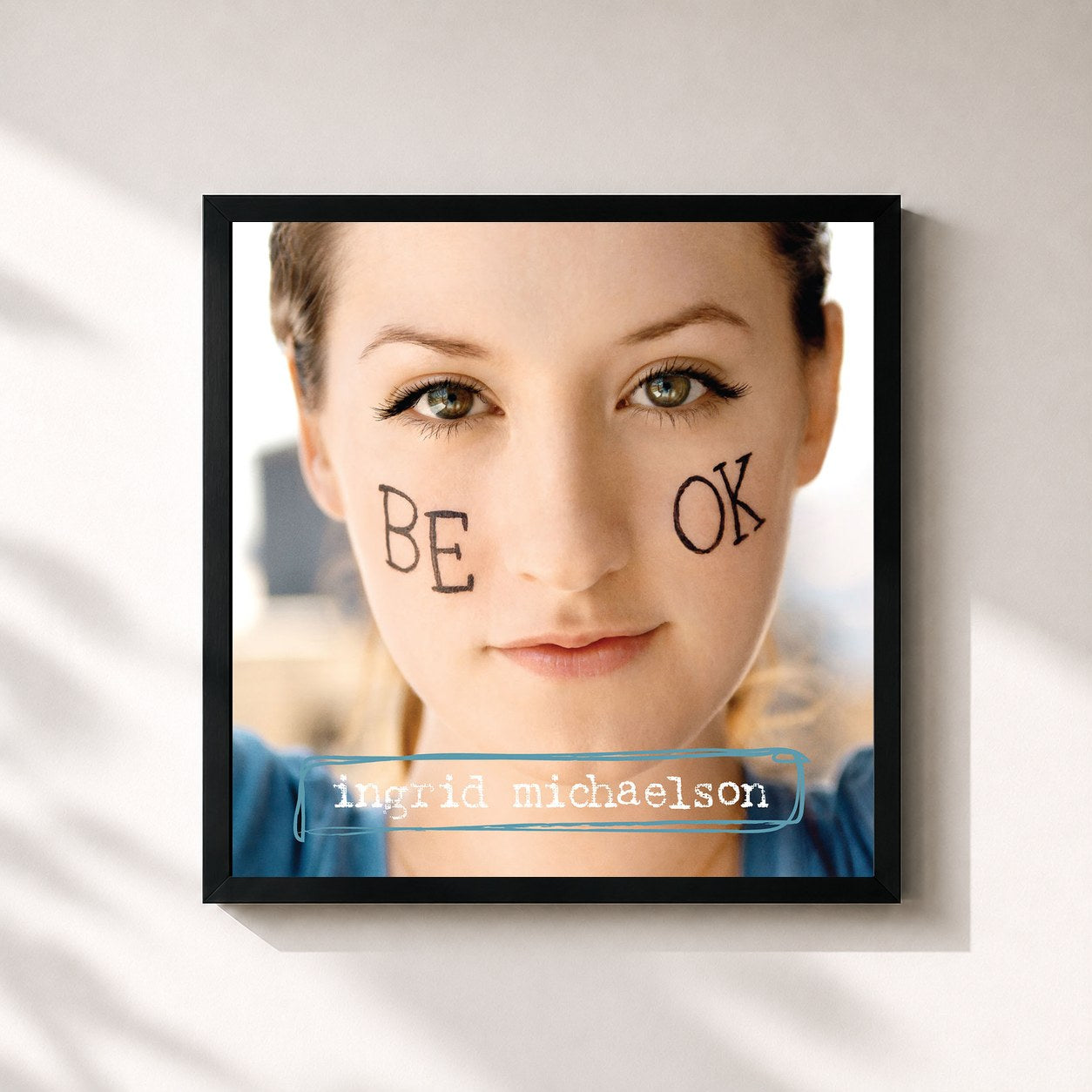 #noir Tableau carré de l'album Be OK de Ingrid Michaelson, cadre noir 32x32 cm