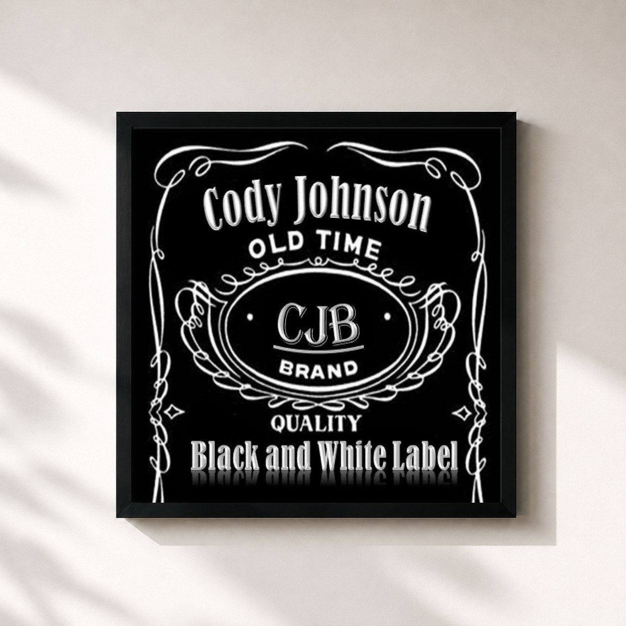 #noir Tableau carré de l'album Black and White Label de Cody Johnson, cadre noir 32x32 cm