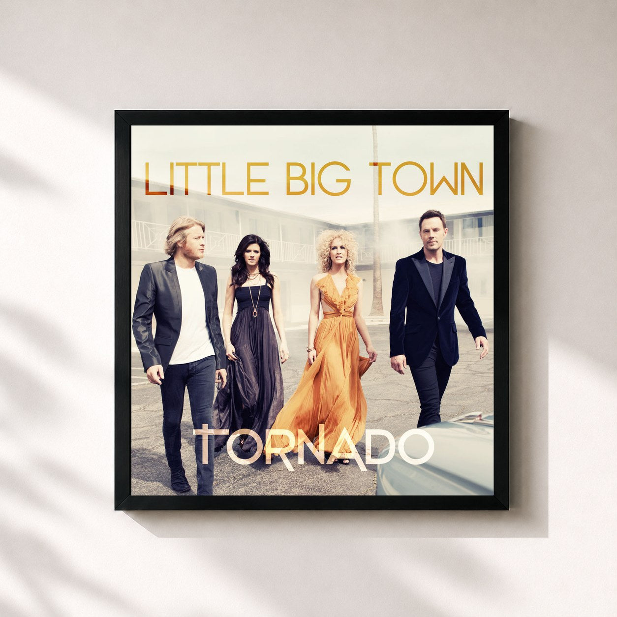 #noir Tableau carré de l'album Tornado de Little Big Town, cadre noir 32x32 cm